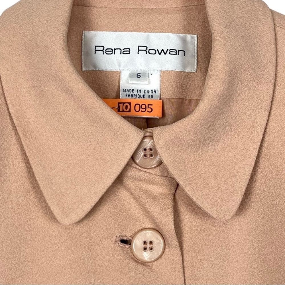 Rena Rowan 100% Silk Longline Career Blazer Jacket Flesh Colored Size 6 Vintage - Picture 8 of 13